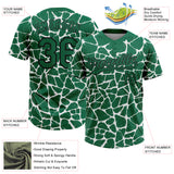 Custom Kelly Green Black-White 3D Pattern Design Abstract Network Crackle Two-Button Unisex Softball Jersey