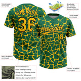 Custom Kelly Green Yellow-Black 3D Pattern Design Abstract Network Crackle Two-Button Unisex Softball Jersey