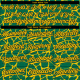 Custom Kelly Green Yellow-Black 3D Pattern Design Abstract Network Crackle Two-Button Unisex Softball Jersey