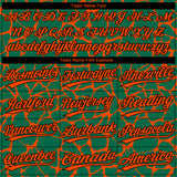 Custom Kelly Green Orange-Black 3D Pattern Design Abstract Network Crackle Two-Button Unisex Softball Jersey
