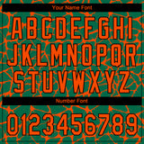 Custom Kelly Green Orange-Black 3D Pattern Design Abstract Network Crackle Two-Button Unisex Softball Jersey