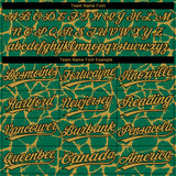 Custom Kelly Green Old Gold-Black 3D Pattern Design Abstract Network Crackle Two-Button Unisex Softball Jersey