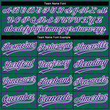 Custom Kelly Green Purple-White 3D Pattern Design Abstract Network Crackle Two-Button Unisex Softball Jersey