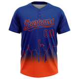 Custom Royal Orange New York City Edition Gradient Two-Button Unisex Softball Jersey