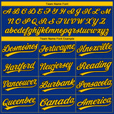 Custom Royal Yellow-Black Seattle City Edition Gradient Two-Button Unisex Softball Jersey