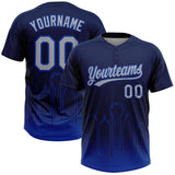 Custom Navy Gray-Thunder Blue Dallas City Edition Gradient Two-Button Unisex Softball Jersey