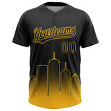 Custom Black Gold Boston City Edition Gradient Two-Button Unisex Softball Jersey