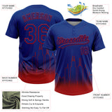 Custom Royal Red Chicago City Edition Gradient Two-Button Unisex Softball Jersey