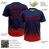 Custom Navy Red Houston City Edition Gradient Two-Button Unisex Softball Jersey