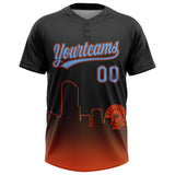 Custom Black Powder Blue-Orange Miami City Edition Gradient Two-Button Unisex Softball Jersey