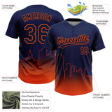 Custom Navy Orange Denver City Edition Gradient Two-Button Unisex Softball Jersey
