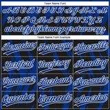 Custom Black Royal-White Splatter Torn Sharp Brush Stroke Two-Button Unisex Softball Jersey