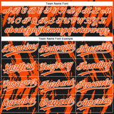 Custom Black Orange-White Splatter Torn Sharp Brush Stroke Two-Button Unisex Softball Jersey