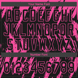 Custom Black Pink Splatter Torn Sharp Brush Stroke Two-Button Unisex Softball Jersey