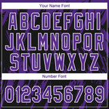 Custom Black Purple-White Splatter Torn Sharp Brush Stroke Two-Button Unisex Softball Jersey