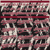 Custom Black Crimson-Cream Splatter Torn Sharp Brush Stroke Two-Button Unisex Softball Jersey