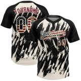 Custom Black Vintage USA Flag-Cream Splatter Torn Sharp Brush Stroke Two-Button Unisex Softball Jersey