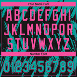 Custom Black Aqua-Pink Splatter Torn Sharp Brush Stroke Two-Button Unisex Softball Jersey
