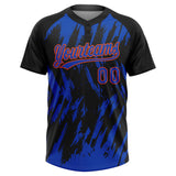 Custom Black Thunder Blue-Orange Splatter Torn Sharp Brush Stroke Two-Button Unisex Softball Jersey