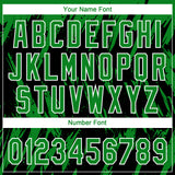 Custom Black Grass Green-White Splatter Torn Sharp Brush Stroke Two-Button Unisex Softball Jersey