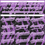 Custom Black Medium Purple-White Splatter Torn Sharp Brush Stroke Two-Button Unisex Softball Jersey
