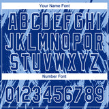 Custom Light Blue Royal-White Splatter Torn Sharp Brush Stroke Two-Button Unisex Softball Jersey