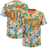 Custom White Bay Orange-Kelly Green Hawaii Fruit Orange Two-Button Unisex Softball Jersey