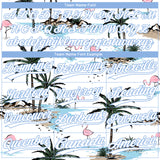 Custom White Light Blue Tropical Hawaii Palm Trees And Flamingo Two-Button Unisex Softball Jersey