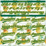 Custom White Kelly Green-Gold Hawaii Fruit Pineapples Two-Button Unisex Softball Jersey