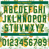 Custom White Kelly Green-Gold Hawaii Fruit Pineapples Two-Button Unisex Softball Jersey