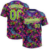 Custom Graffiti Pattern Neon Green-White Vibrant Multi-Color Street Style Two-Button Unisex Softball Jersey