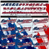 Custom White USA Flag Royal Red-Black American Flag Two-Button Unisex Softball Jersey