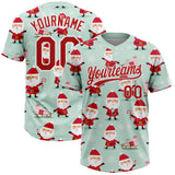 Custom Green Red-White Christmas Santa Claus 3D Pattern Design Two-Button Unisex Softball Jersey