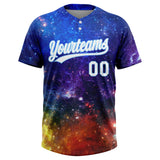 Custom Graffiti Pattern White-Light Blue Galaxy Star Two-Button Unisex Softball Jersey