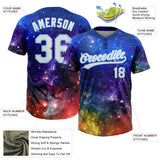 Custom Graffiti Pattern White-Light Blue Galaxy Star Two-Button Unisex Softball Jersey