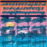 Custom Orange Teal-Navy Sun Beach Hawaii Palm Trees Two-Button Unisex Softball Jersey