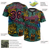 Custom Black Pink Bowling 3D Pattern Design Two-Button Unisex Softball Jersey