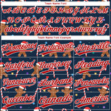 Custom Navy Red-White Christmas 3D Pattern Design Two-Button Unisex Softball Jersey