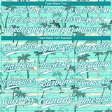 Custom Teal White Hawaii Palm Trees And Dolphin Two-Button Unisex Softball Jersey