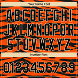 Custom Orange Black-Cream Tiger Print 3D Pattern Design Two-Button Unisex Softball Jersey