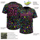 Custom Graffiti Pattern Black-Pink Vibrant Multi-Color Abstract Splatter Two-Button Unisex Softball Jersey