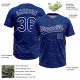 Custom Royal-White Raglan Sleeves Distressed Fragment Brush Stroke Two-Button Unisex Softball Jersey