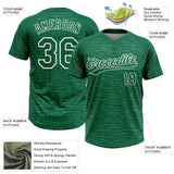 Custom Kelly Green-White Raglan Sleeves Distressed Fragment Brush Stroke Two-Button Unisex Softball Jersey