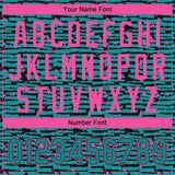 Custom Teal Black-Pink Raglan Sleeves Distressed Fragment Brush Stroke Two-Button Unisex Softball Jersey