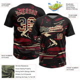Custom Black Vintage USA Flag Crimson Cream-Cream Raglan Sleeves Abstract Fluid Marble Two-Button Unisex Softball Jersey