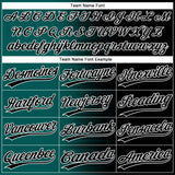 Custom Black Midnight Green-White Gradient Horizontal Stripe Two-Button Unisex Softball Jersey