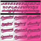 Custom Pink White-Black Gradient Horizontal Stripe Two-Button Unisex Softball Jersey
