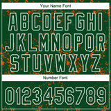 Custom Green Kelly Green Orange-White Abstract Shattered Paint Splatter Two-Button Unisex Softball Jersey