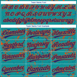 Custom Teal Royal-Orange Abstract Shattered Paint Splatter Two-Button Unisex Softball Jersey
