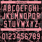Custom Black-Medium Pink Raglan Sleeves Neon Lightning Crackle Two-Button Unisex Softball Jersey